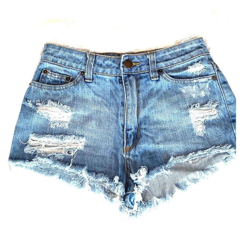 BDG High Rise Cheeky Distressed Shorts size 27